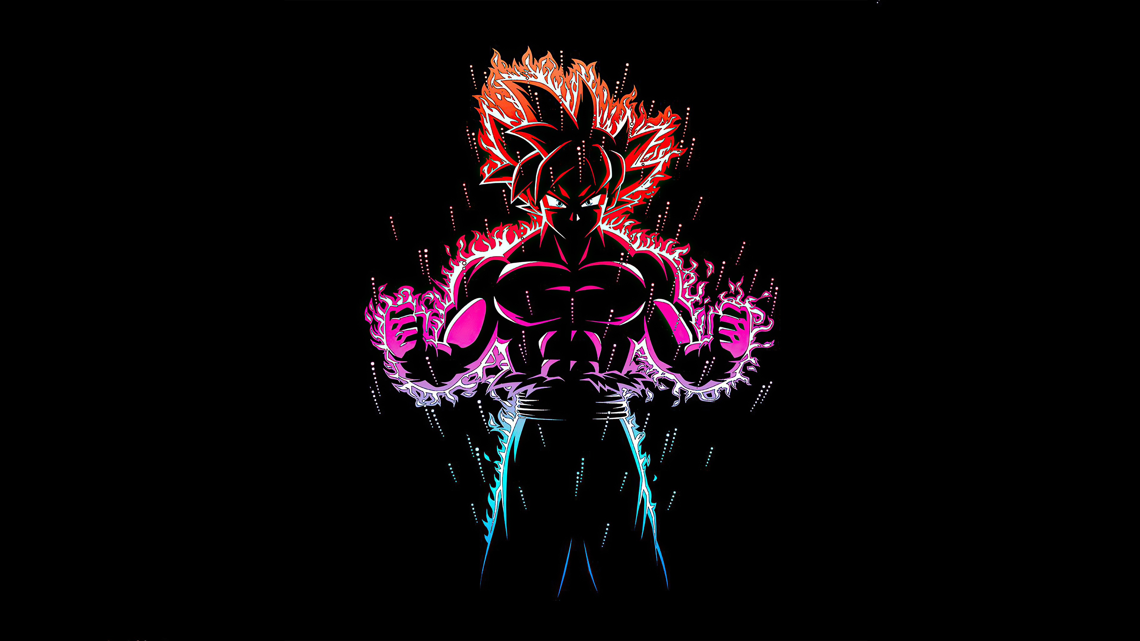 Ultra Instinct Goku 4K Wallpaper, Black background, Dragon