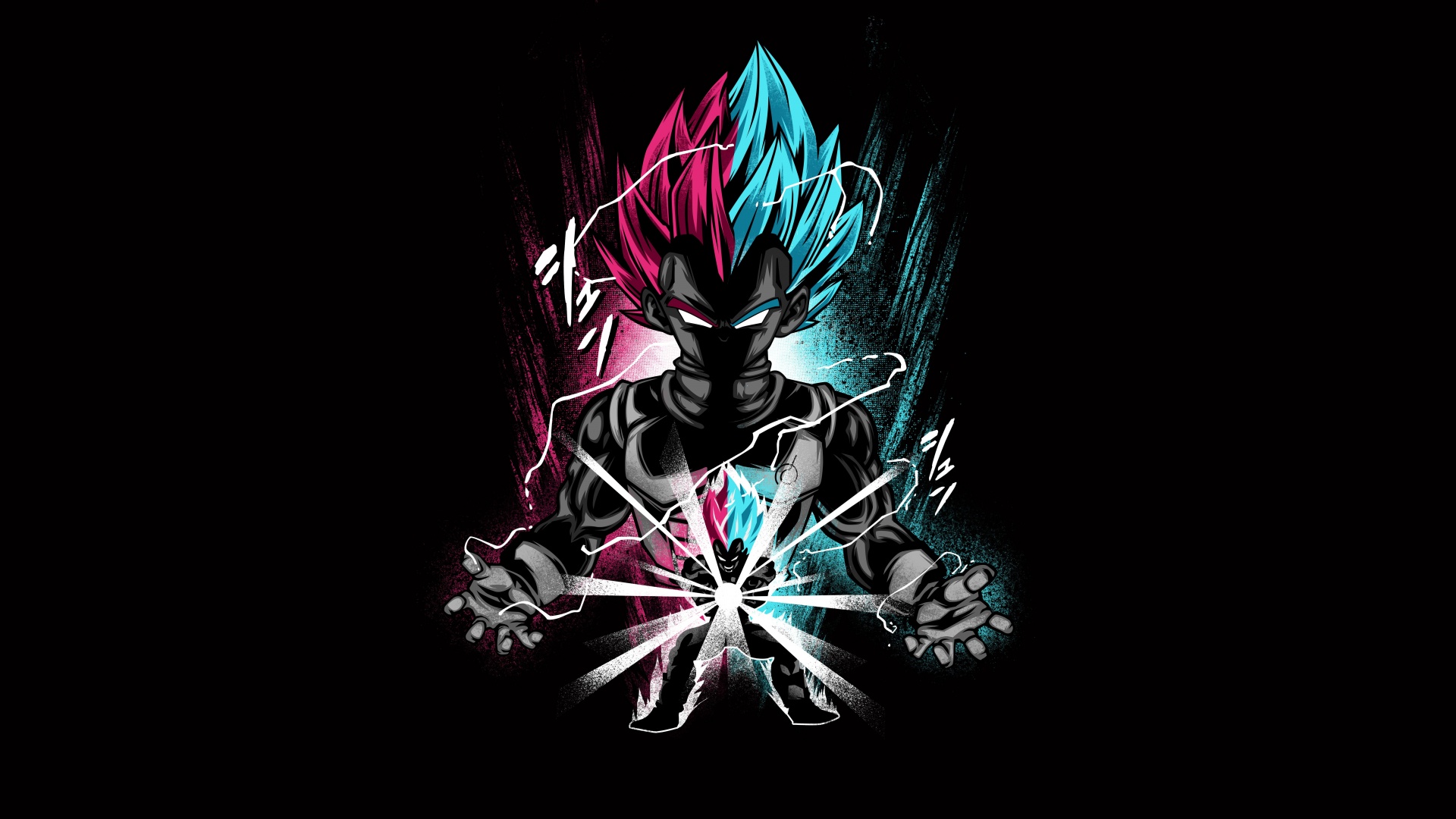 Download wallpaper 1366x768 black goku, artwork, dragon ball