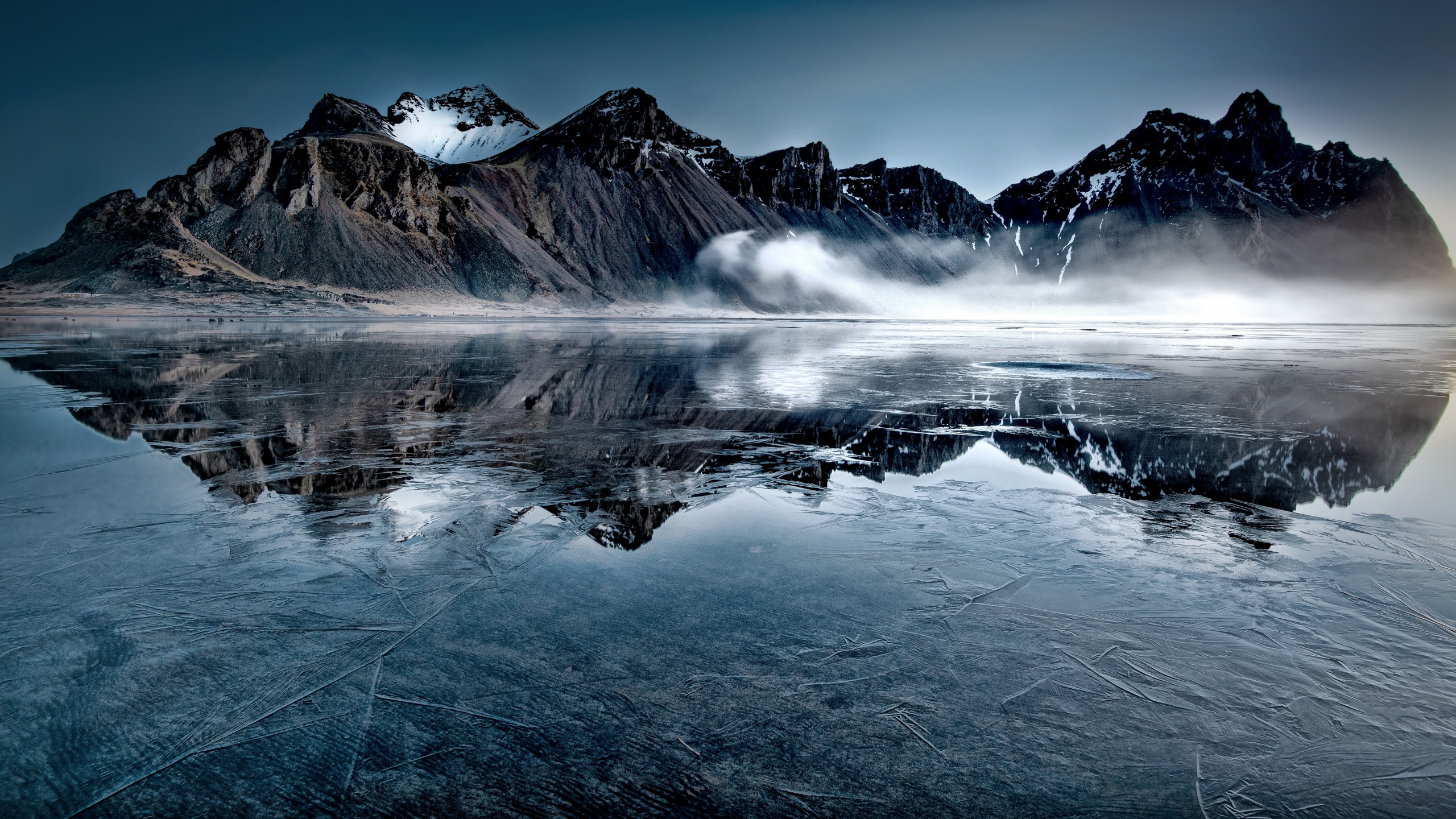Vestrahorn Wallpaper 4K, Iceland, Frozen lake, Nature, #5929