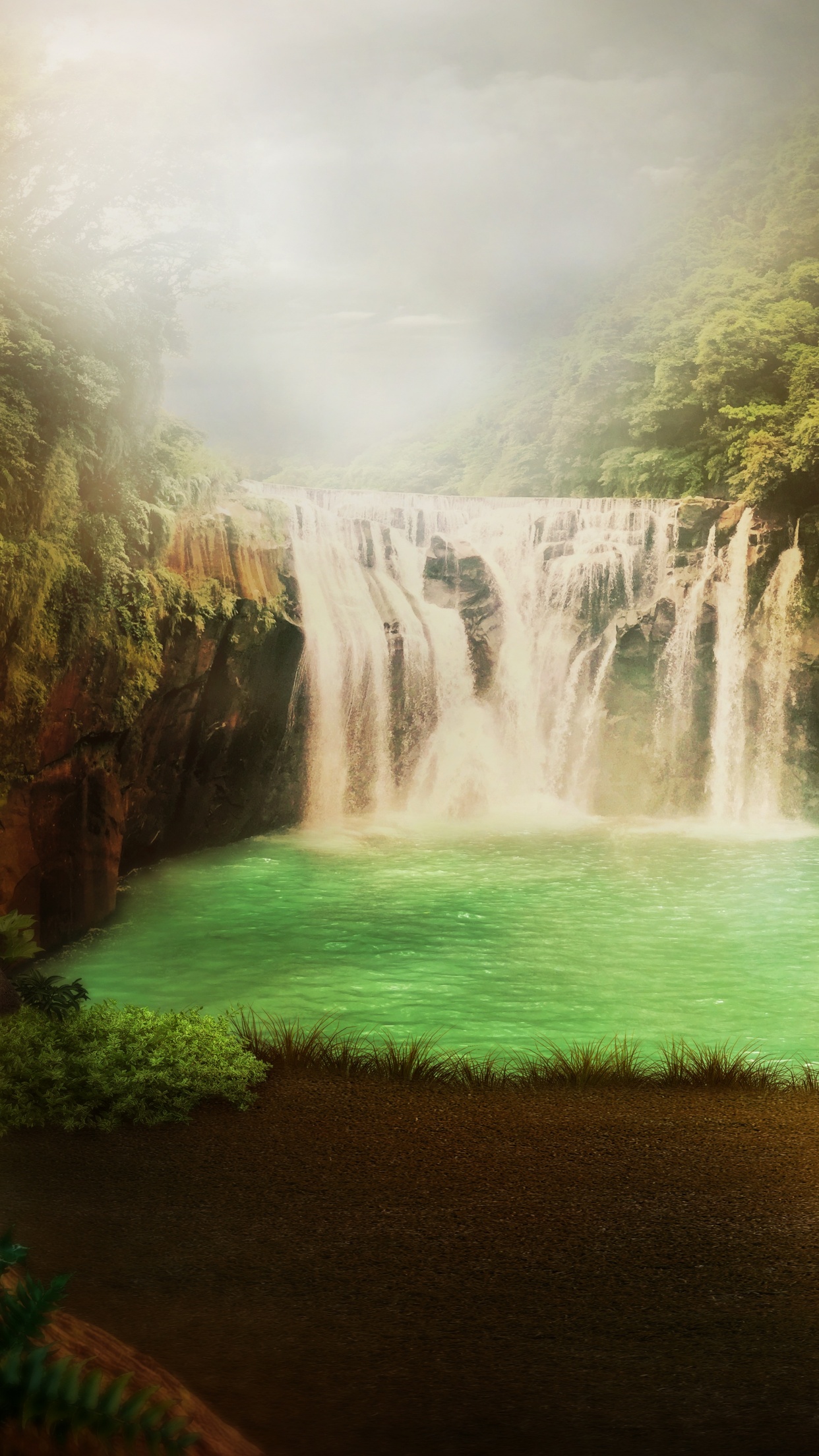 Waterfall Wallpaper 4k Forest Mystery Lake Scenic Surreal Foggy