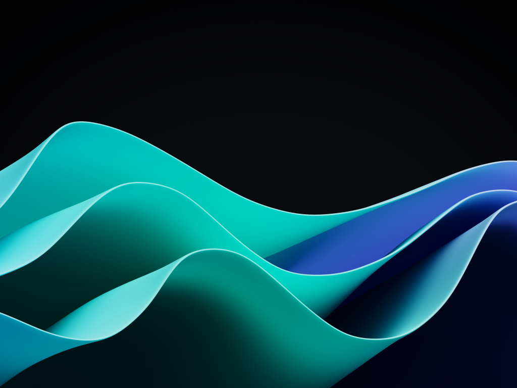 Windows 11 Wallpaper 4K, Teal, Dark Mode, Waves, Stock