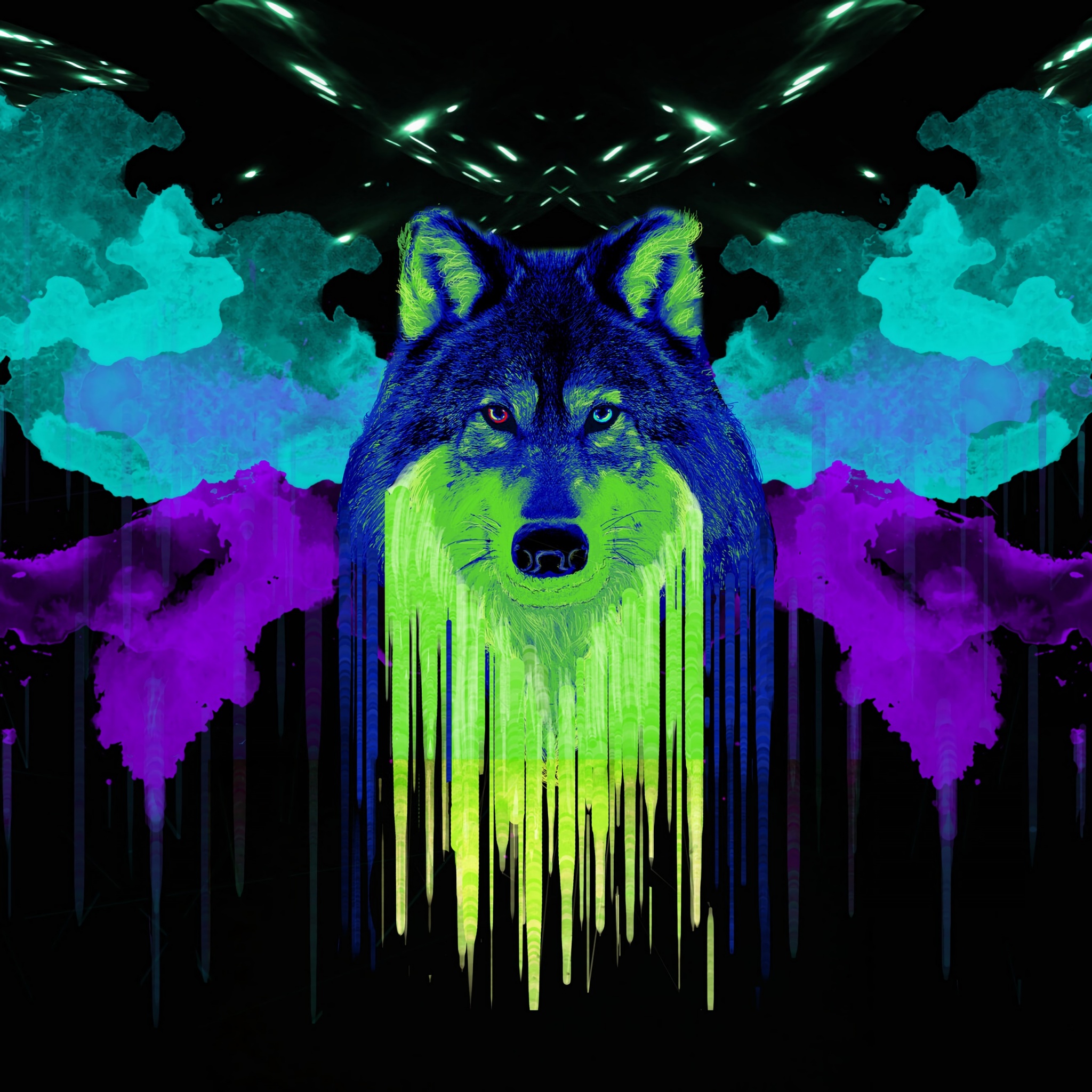 Wolf Wallpaper 4K, Artwork, Neon