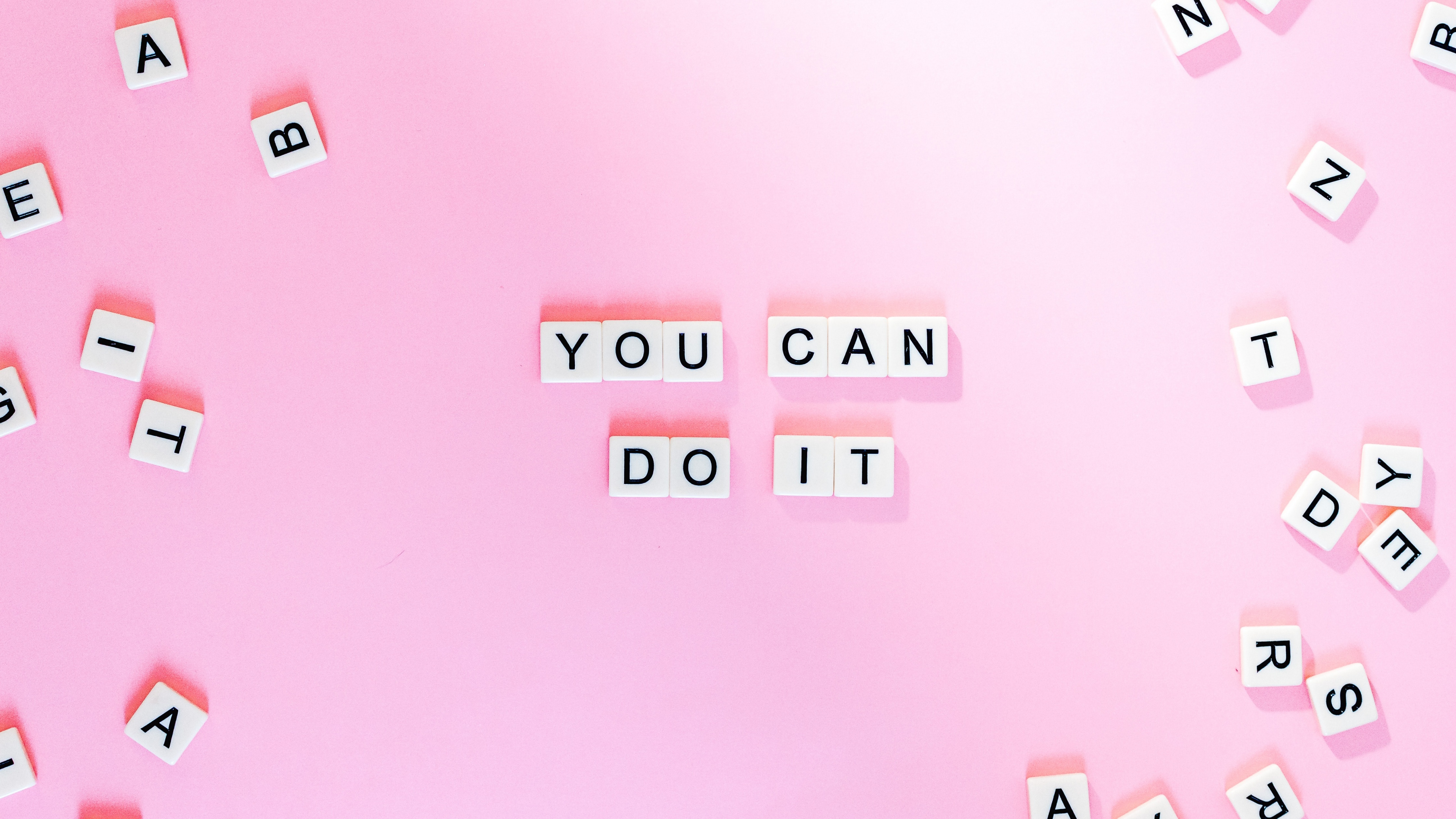 You Can Do It Wallpaper 4K, Pink background, Quotes, #2612