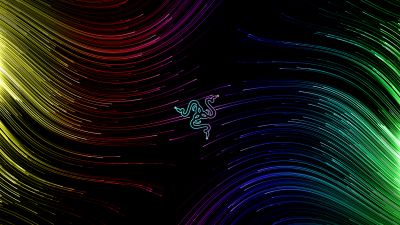 Waves, Colorful abstract, Dark background, Razer