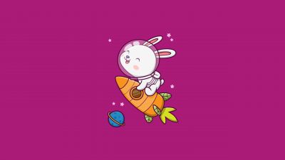 Cute rabbit, Kawaii astronaut, Cute bunny, 5K, Magenta background