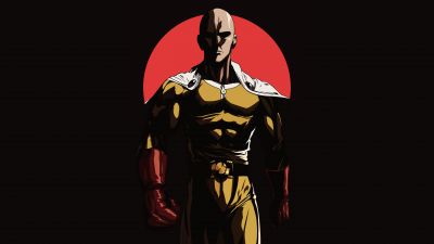Saitama, Dark background, 5K, One Punch Man