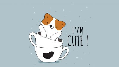 I am Cute, Cute puppy, Kawaii dog, Adorable, 5K, 8K, Cartoon