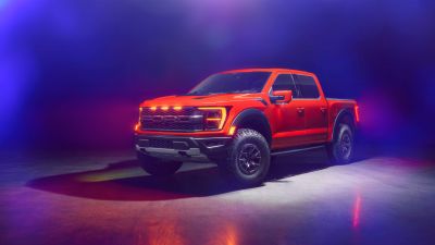 Ford F-150 Raptor, Pickup truck, 5K, 8K, Neon background
