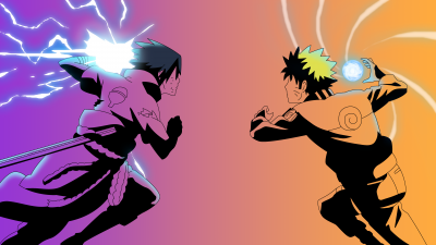 Naruto Uzumaki, Sasuke Uchiha, Gradient background, Naruto Online