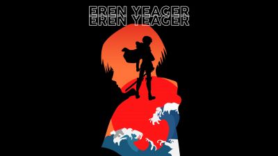 Eren Yeager, Black background, Attack on Titan, 5K, AMOLED, Shingeki no Kyojin, AOT
