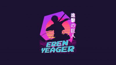 Eren Yeager, Aesthetic anime, 5K, Attack on Titan, Purple background, Purple aesthetic, Shingeki no Kyojin
