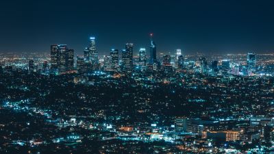 Los Angeles City, Night City, City lights, Illuminated, Cityscape, 5K, 8K
