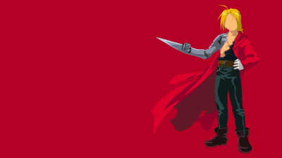 Fullmetal Alchemist: Brotherhood, Edward Elric, Red background, 5K, Minimalist, 8K
