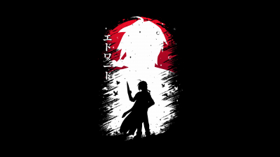Fullmetal Alchemist, Edward Elric, Black background, Silhouette, 5K