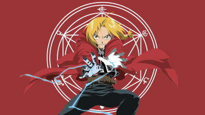 Fullmetal Alchemist, Edward Elric, Red background, 5K