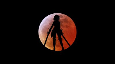 Mikasa Ackerman, Black background, Attack on Titan, 5K