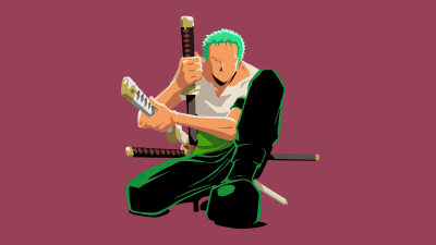 Roronoa Zoro, Illustration, Faceless, One Piece, Pirate Hunter, Maroon background, Three Sword Style