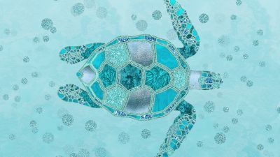 Turtle, Turquoise background, Aqua background, Sea Turtle, Glitter background, Aesthetic
