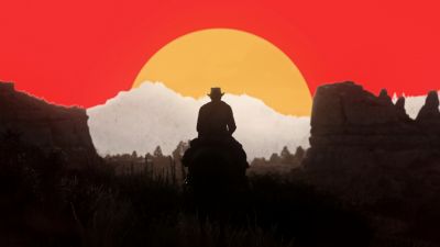 Red Dead Redemption 2, Arthur Morgan, Silhouette, Rockstar Games, Western