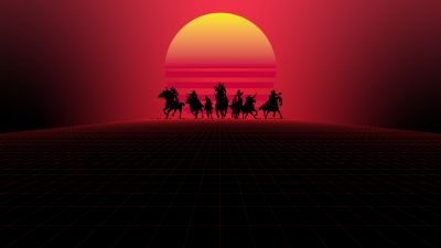 Red Dead Redemption 2, Rockstar Games, Minimalist, PlayStation 4, Xbox One, PC Games, Red background