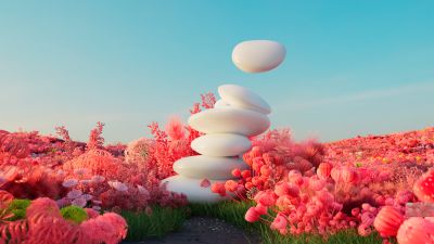3D Render, Landscape, Surreal, Pebbles, 3D background
