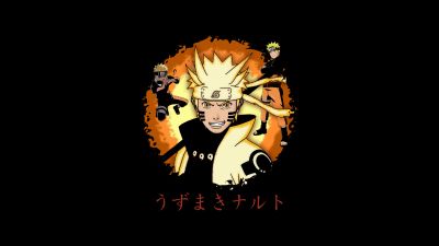 Naruto Uzumaki, Dark theme, 5K, Black background