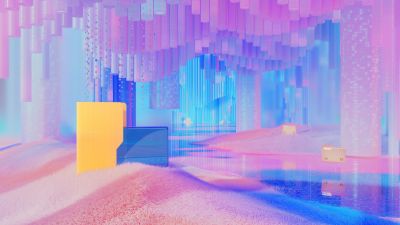 Microsoft Design, Folder, Surreal, 3D background, Landscape, Aesthetic, Colorful background, Multicolor