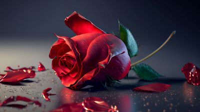 Rose flower, Red Rose, Rose Petals, AI art, 5K