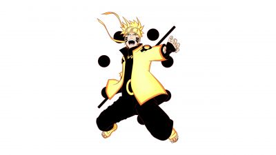 Naruto Uzumaki, Six Paths Sage Mode, White background, 5K, Rikudo Sennin Modo