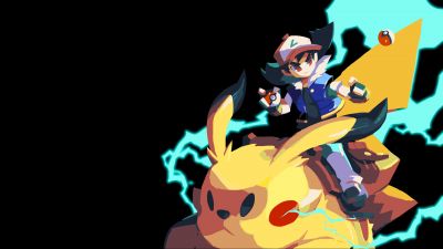 Ash Ketchum, Pikachu, Pokemon, 5K, 8K, Black background