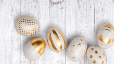 Easter eggs, Wooden background, Easter decor, Aesthetic