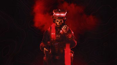 Ghost, Modern warfare 2, Call of Duty, 5K, 8K, Red background