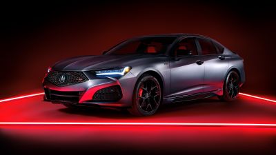 Acura TLX Type S, Sports sedan, Luxury cars, 2023, Red background