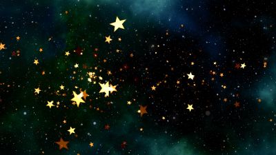 Stars, Deep space, Golden stars, 5K, Cosmos