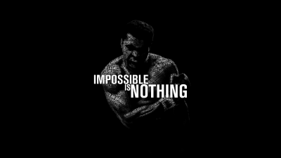 Muhammad Ali, Boxer, Nothing is Impossible, Black background, 5K, 8K, Popular quotes