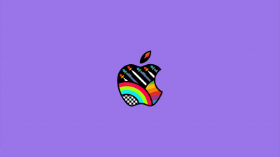 Apple logo, Purple background, Pastel purple, 5K, 8K, Colorful, Purple aesthetic, Simple