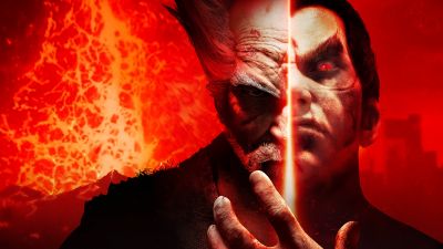 Heihachi Mishima, Kazuya Mishima, Tekken 7, Red background, Fire