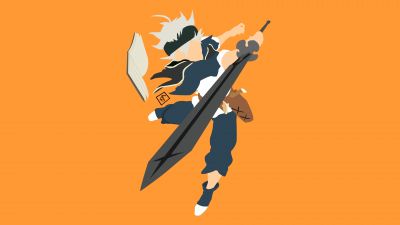 Asta, Faceless, Black Clover, Minimal art, Orange background