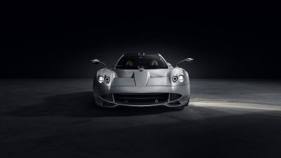 Pagani Huayra Codalunga, Sports cars, Italian, Dark background, Monochrome, 5K, 2023