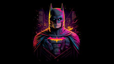 Batman, Neon art, Dark background, 5K