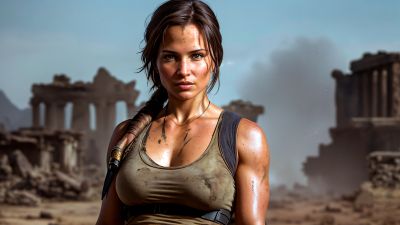 Lara Croft, AI art, Apocalypse
