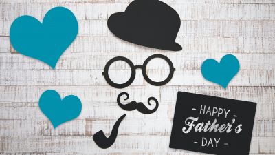Happy Fathers Day, Decoration, Wooden background, 5K