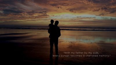 Father - Son, Happy Fathers Day, Beach, Silhouette, Dad quotes
