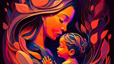 Mother, Child, Mother's Day, AI art, Mom