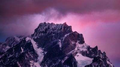 Mountain, Pink sky, Twilight, Chile, 5K, 8K
