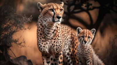 Cheetah, Cheetah cub, AI art