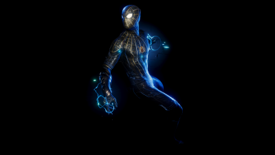 Marvel's Spider-Man, Black Spider-Man, 5K, Black background, AMOLED