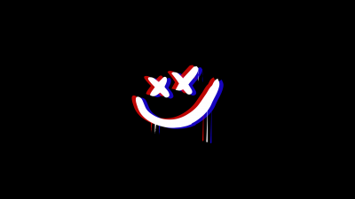 Drippy smiley, Anaglyph, Black background, 5K, 8K, Simple