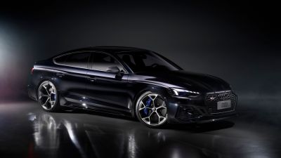 Audi RS 5 Sportback competition, Sports sedan, Black cars, Dark background, 5K, 8K