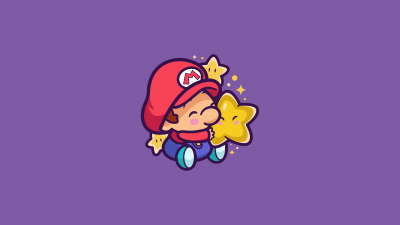 Super Mario, Cute Mario, Purple background, 5K, 8K